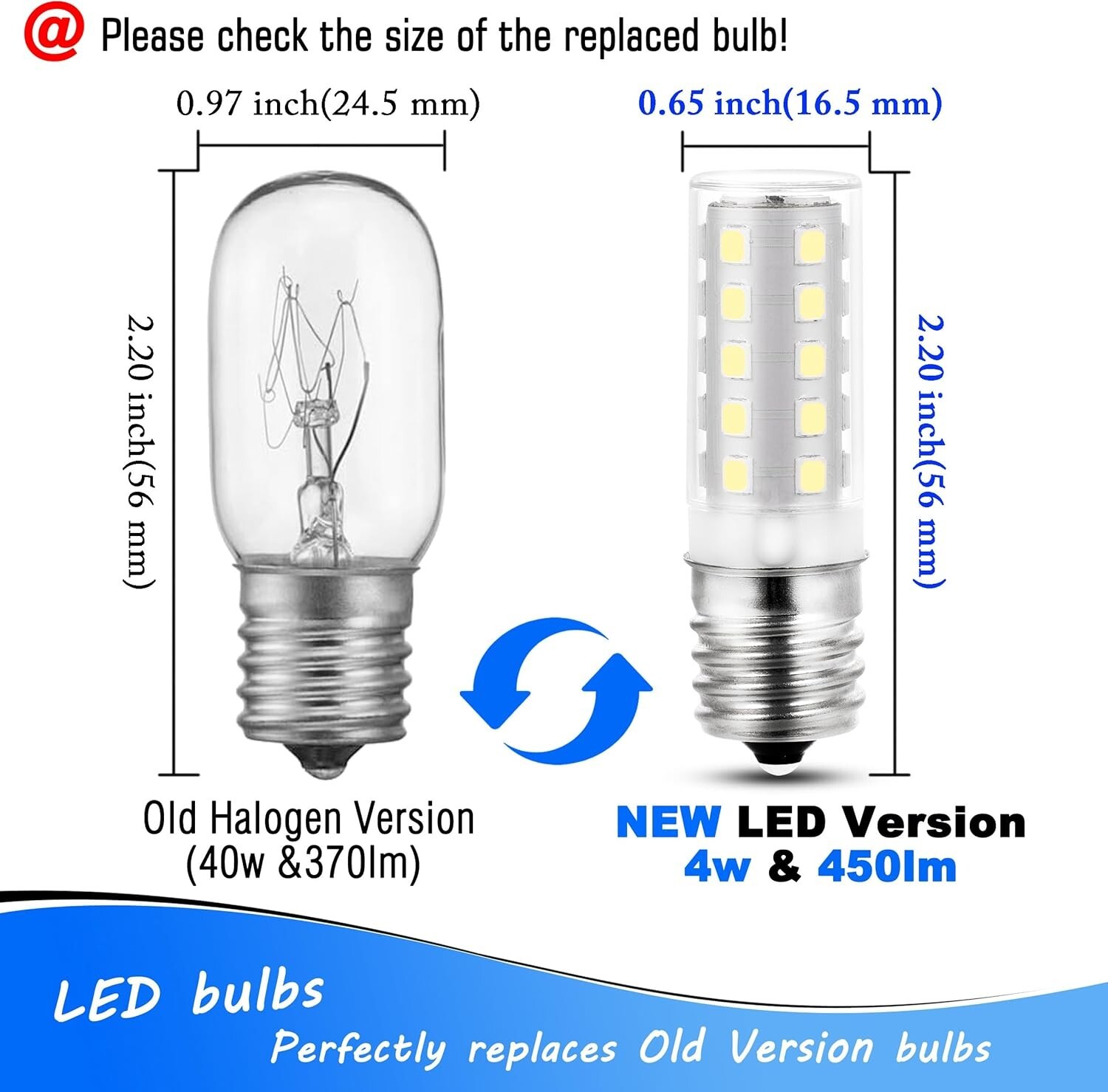 2pack, E17 LED Bulb 4W, 450lm 6000K Daylight White, Appliance Bulbs gallery