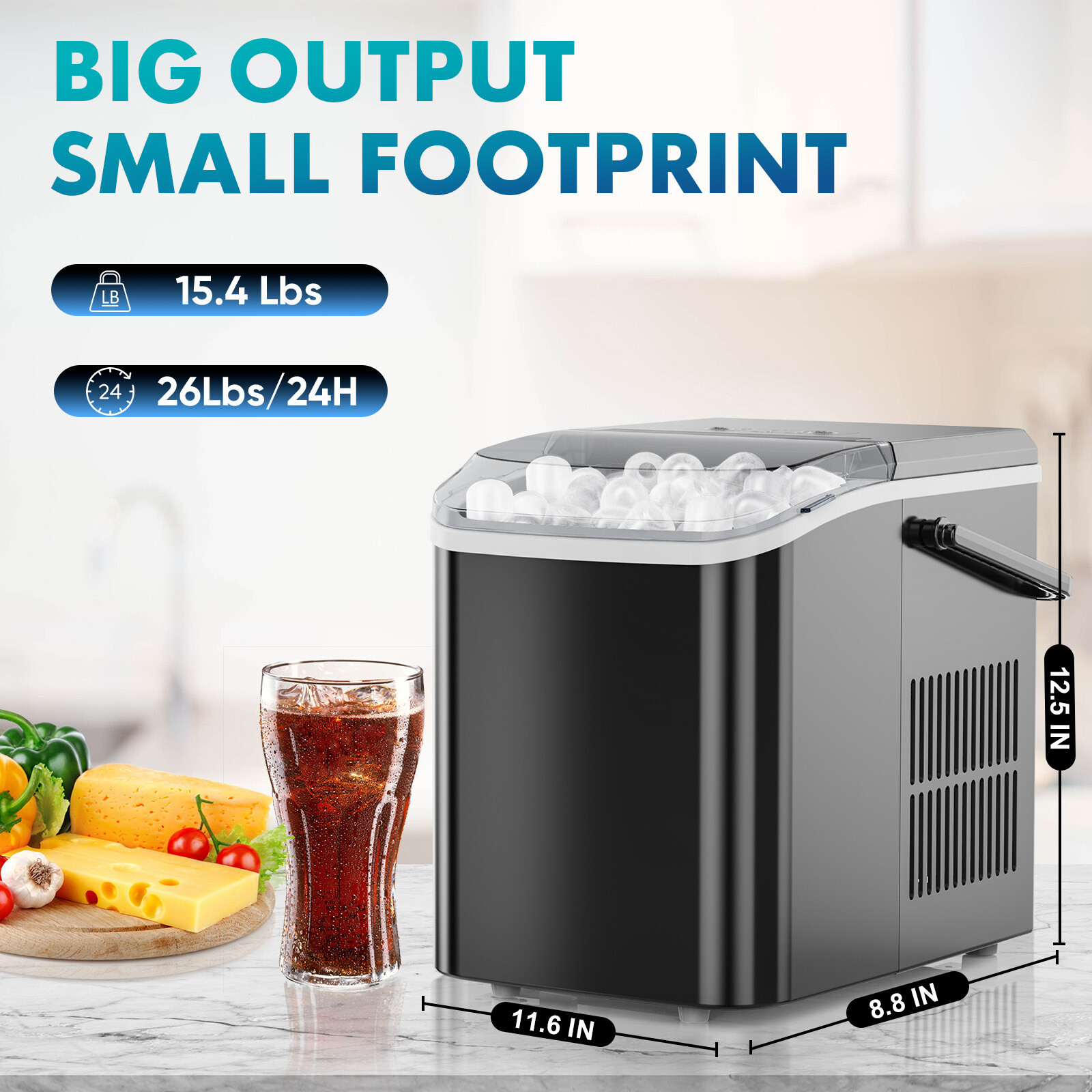 Portable Countertop Bullet Ice Maker with Ice Scoop - 26lbs of Ice in 24 Hours gallery