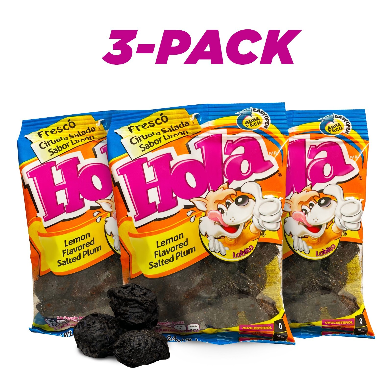 3-Pack - Hola Saladitos Lemon Flavored Salted Plums - Fresco Flavored 2.4oz gallery