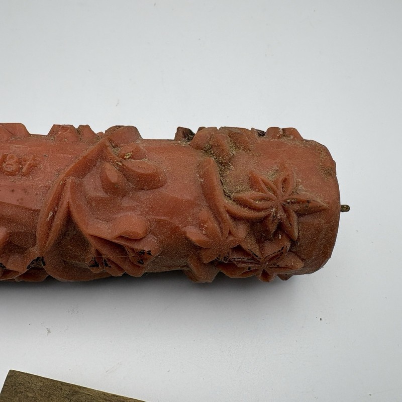 Patterned Paint Roller Wood-Mounted Stamp Pair Floral Design Vintage Home DIY gallery