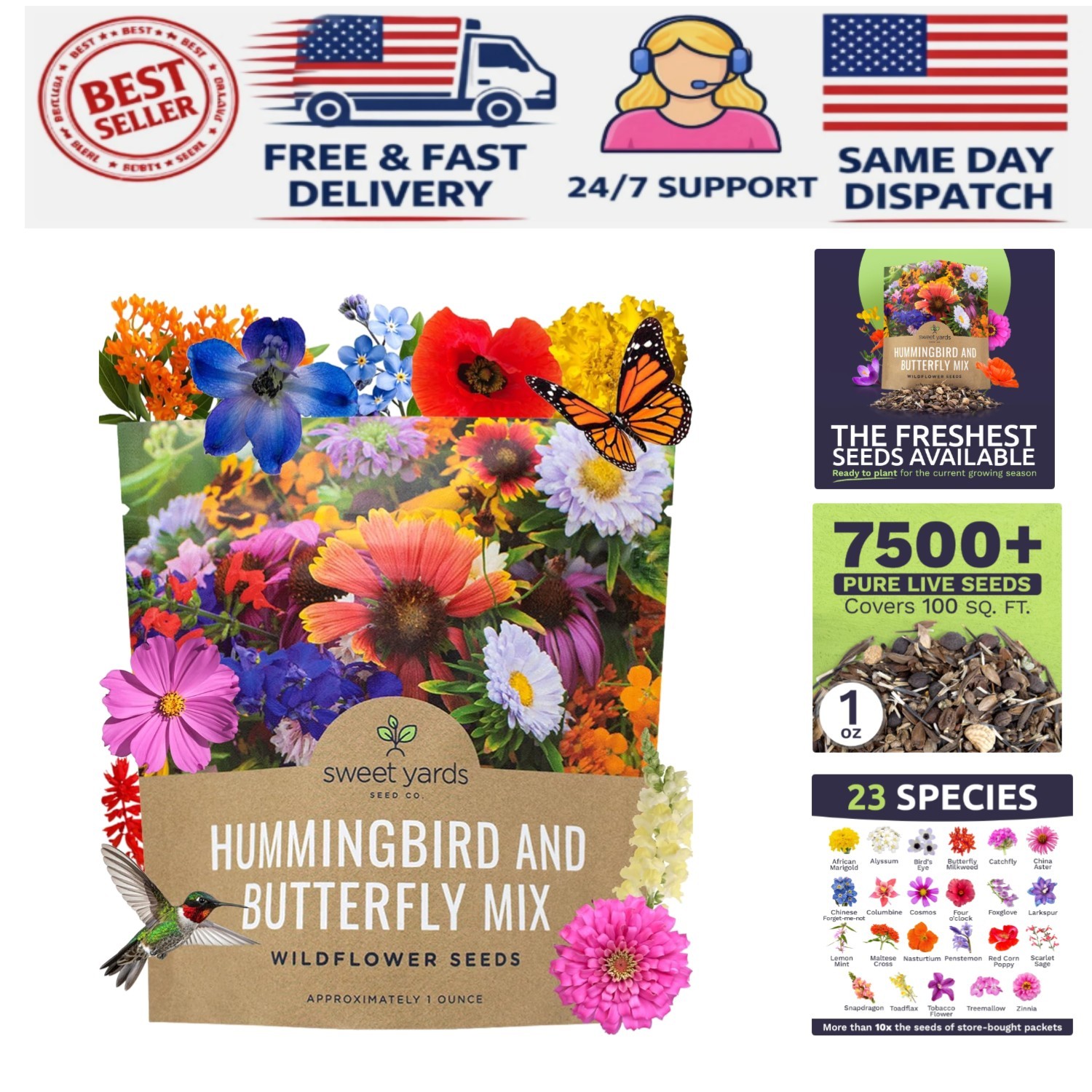 Extra Large Wildflower Seed Packet - 1 Ounce Mix for Thriving Pollinator Gardens gallery