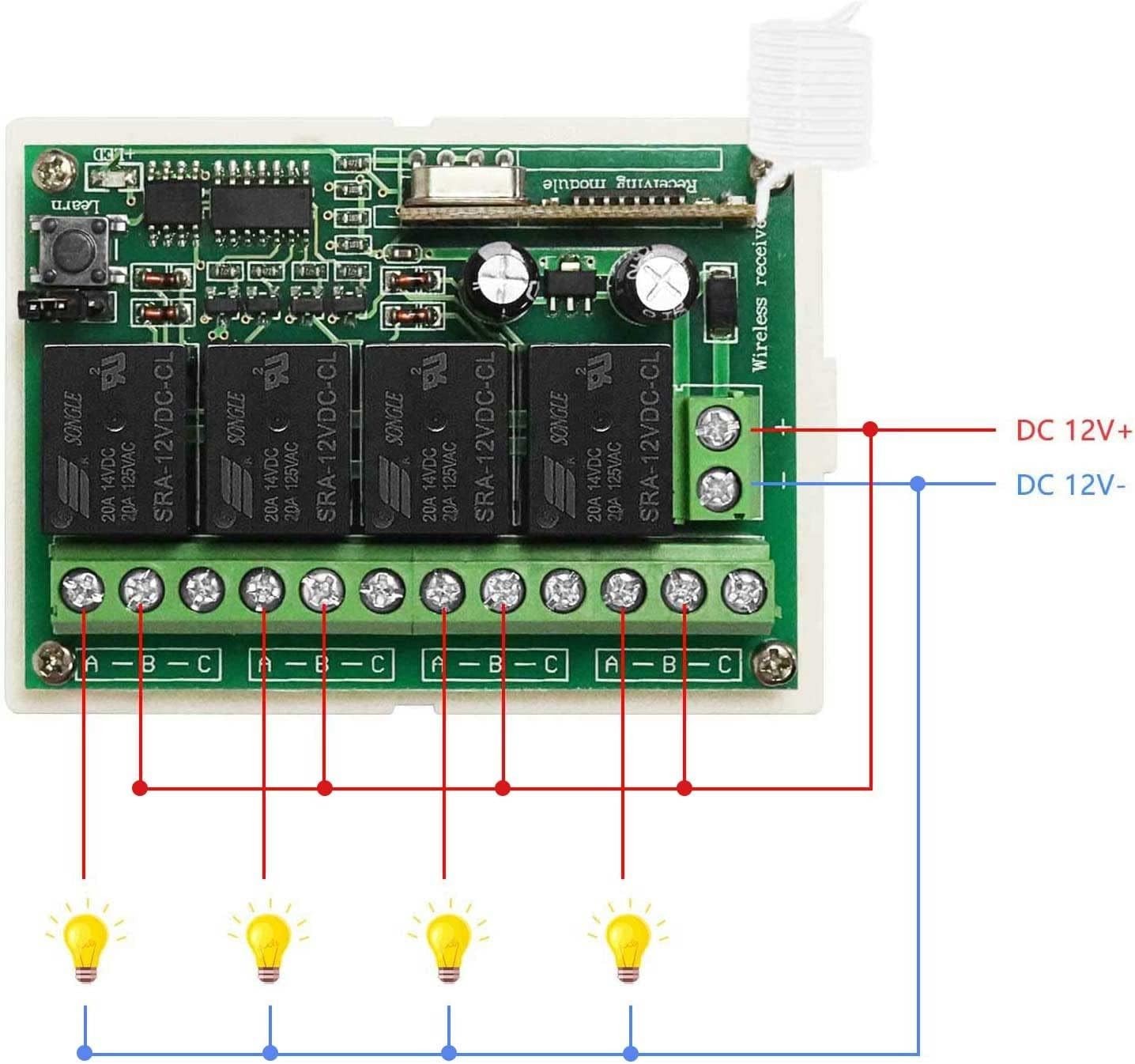 12V Relay Remote Switch Wireless RF Remote Control Switch 4 Channel Relay Mod... gallery