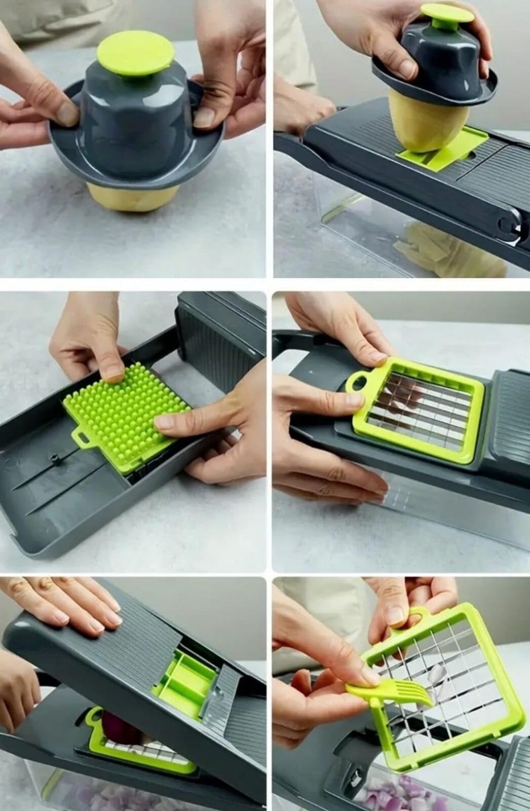 "16-in-1 Stainless Steel Chopper, Multifunctional Vegetable and Onion Cutter" gallery