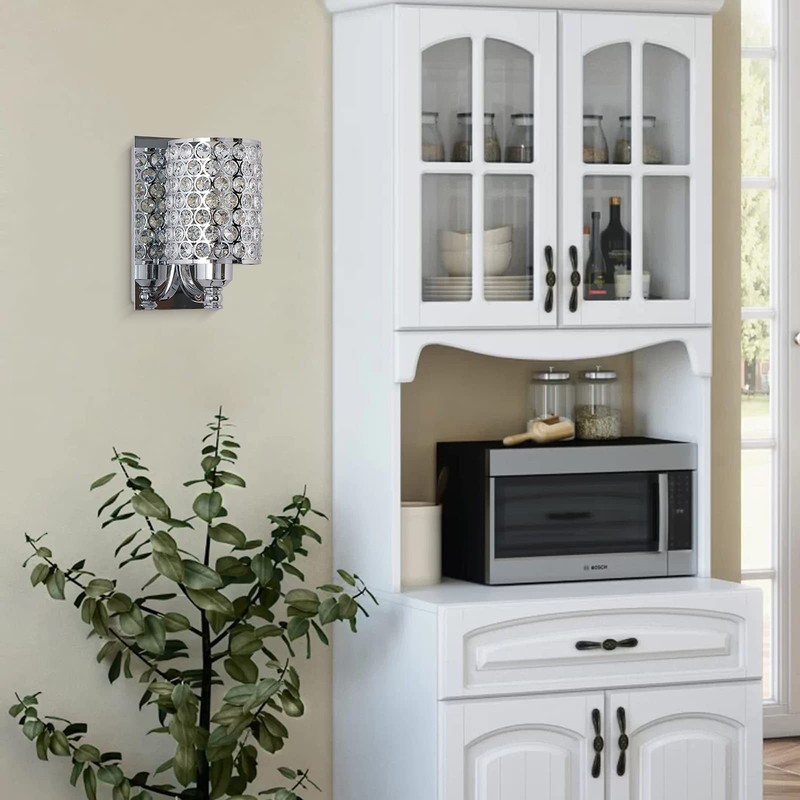 Crystal Wall Sconce with Chrome Finish (Set of 2) Modern Concise Style Wall L... gallery