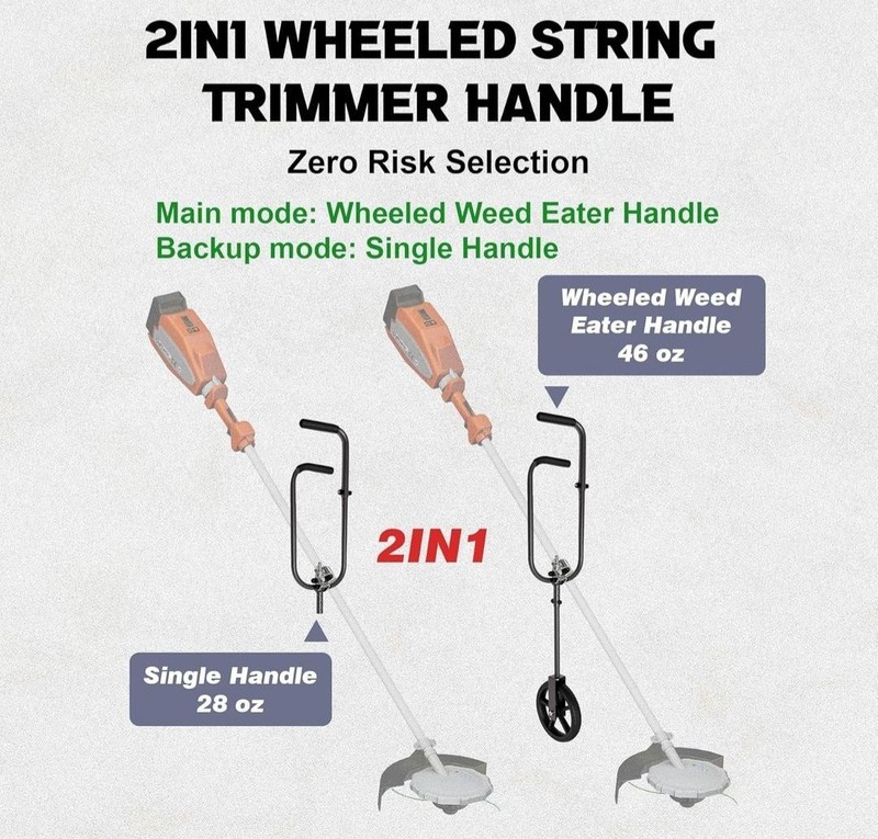 2-in-1 Wheeled String Trimmer Handle Extension 33-37 in Black Aluminum gallery