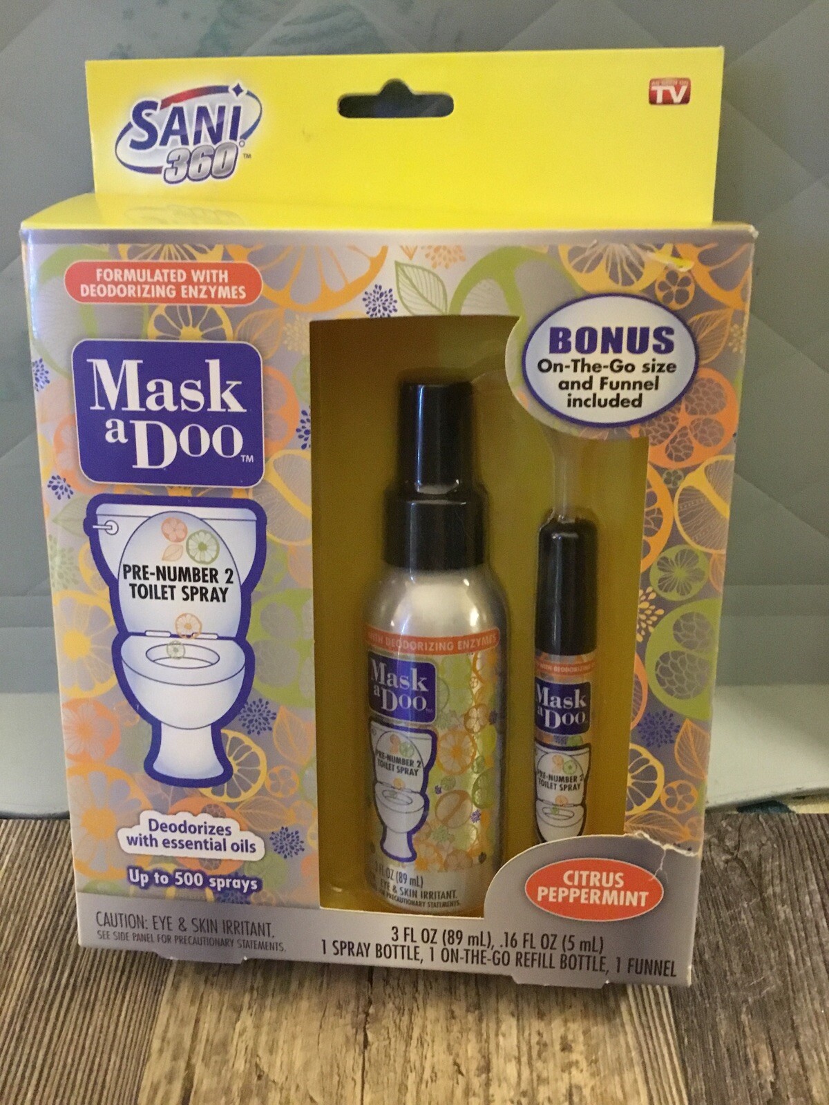 AS SEEN ON TV MASK A DOO PRE-NUMBER 2 TOILET SPRAY CITRUSPEPPERMINT SET Sani 360 gallery