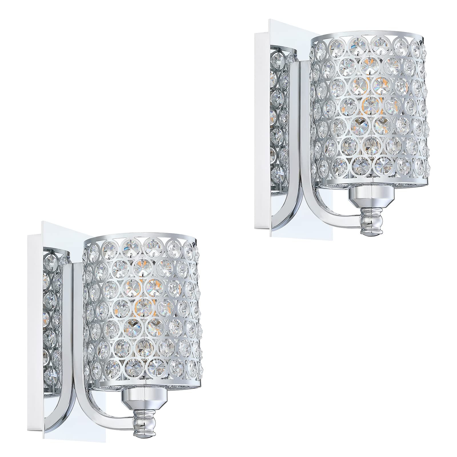 Crystal Wall Sconce with Chrome Finish (Set of 2) Modern Concise Style Wall L... gallery