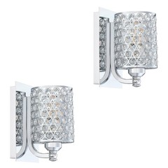 Crystal Wall Sconce with Chrome Finish (Set of 2) Modern Concise Style Wall L…
