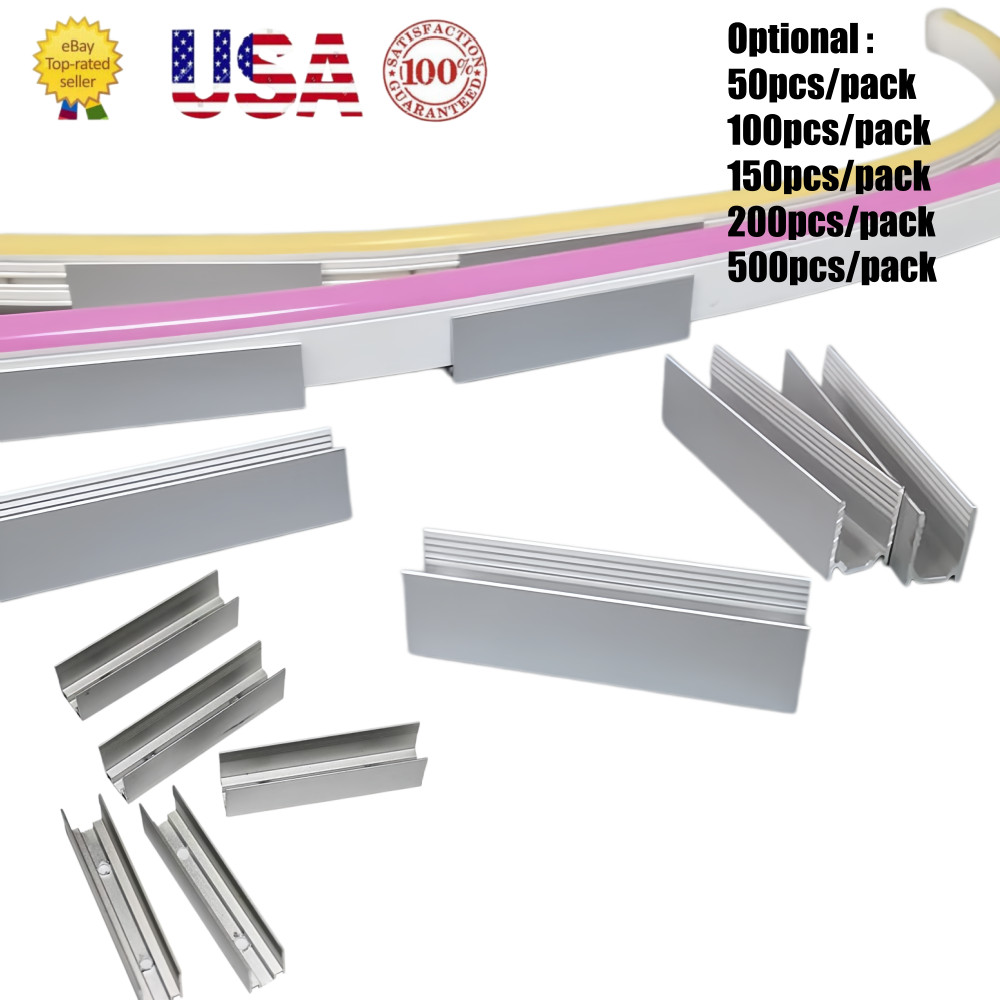 Aluminum Mounting Clips 2" (5cm) Channel Holders for Soft Neon PVC Strips 8mm gallery