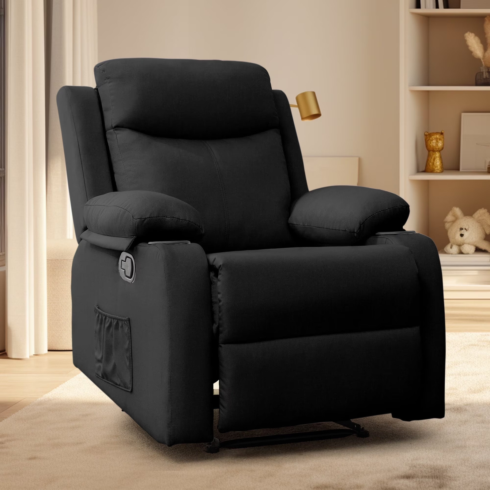 Manual Small Recliner Chair with Fixed Base for Small Spaces Linen Fabric for Li gallery