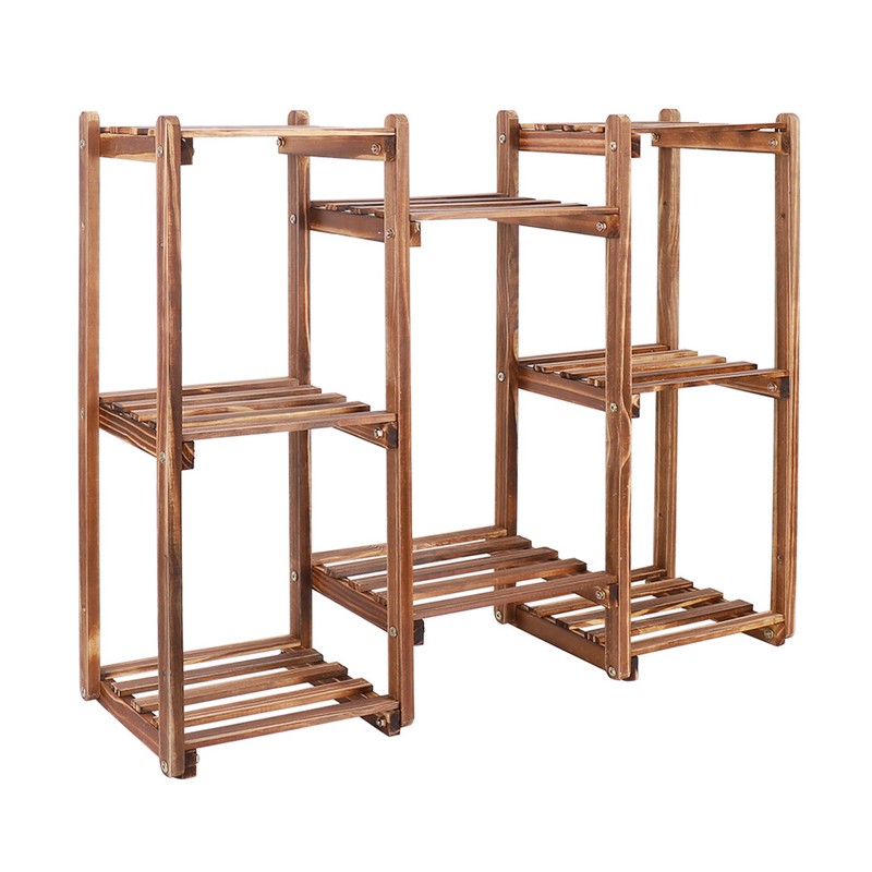 Multiple Installation Mode Wood Plant Stand Flower Pot Rack Shelf Indoor Outdoor gallery