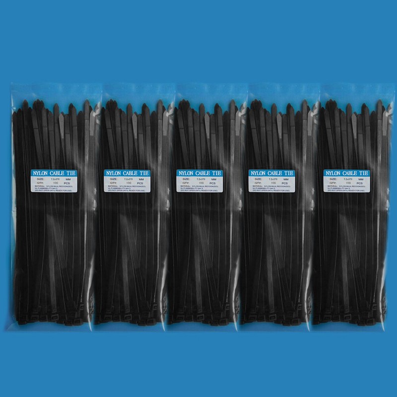 500 PACK 1000 PACK 8" 12" 15" Plastic Cable Zip Ties Nylon Wrap Wire White Black gallery