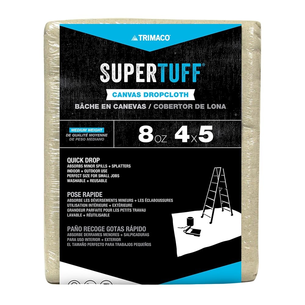 58905 SuperTuff 8 oz Premium Contractor Heavyweight Canvas Drop Cloth, 4-feet...