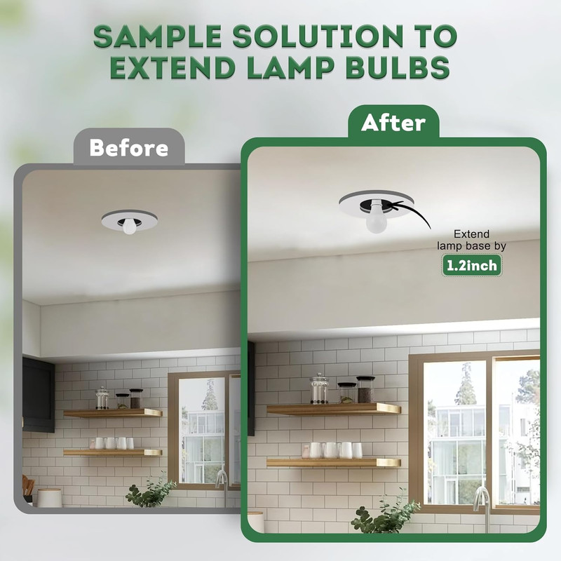 Light Socket Extender,E26 to E26 Medium Screw Bulb Socket Extension Adapter,Rece gallery