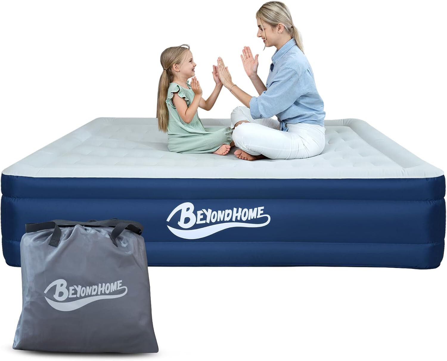 PVC-Free Air Mattress Queen with Built-in Pump, One Button Inflation & Auto Stop gallery
