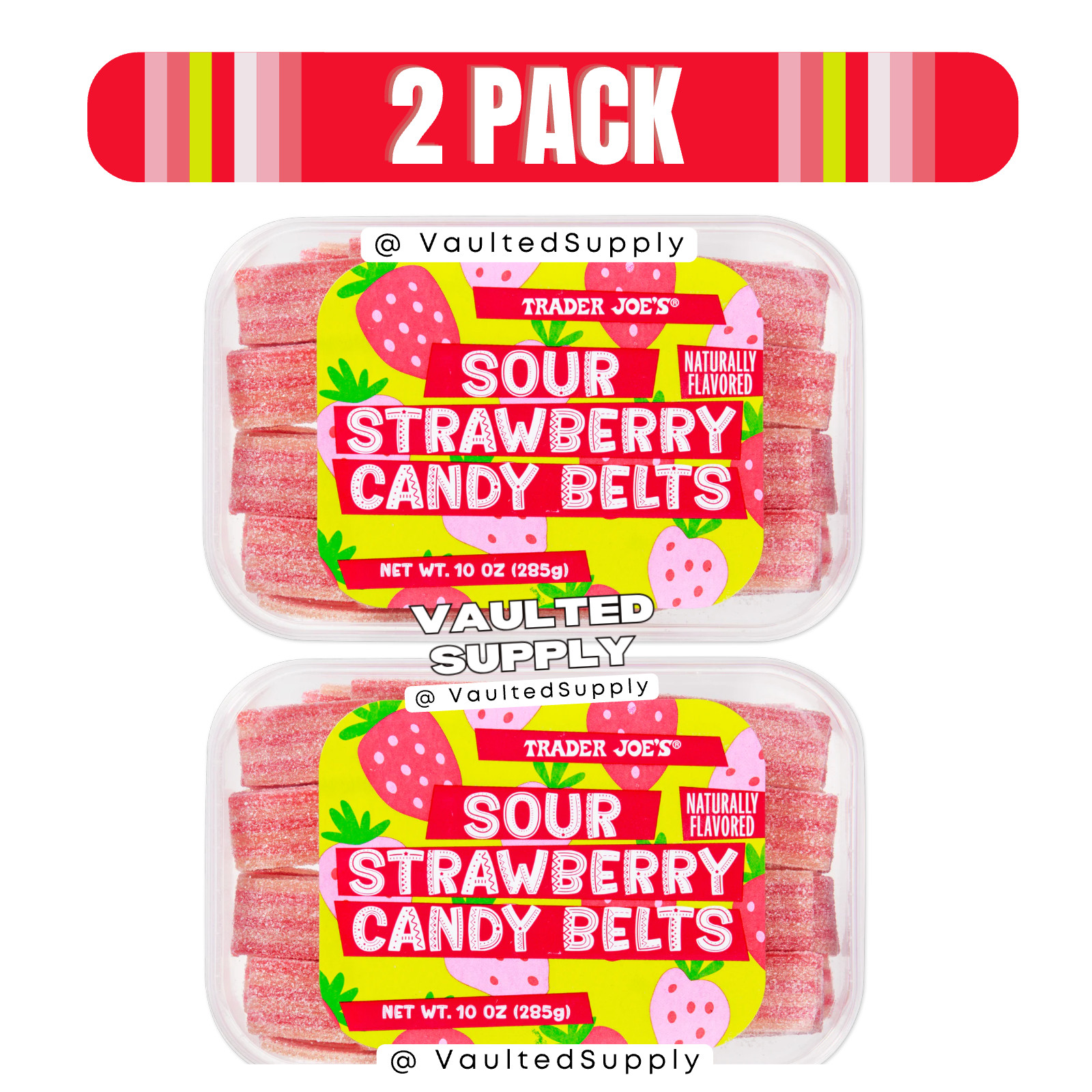 Trader Joe’s Sour Strawberry Candy Belts 10 oz – 2 Pack Fresh Vegan Candy gallery