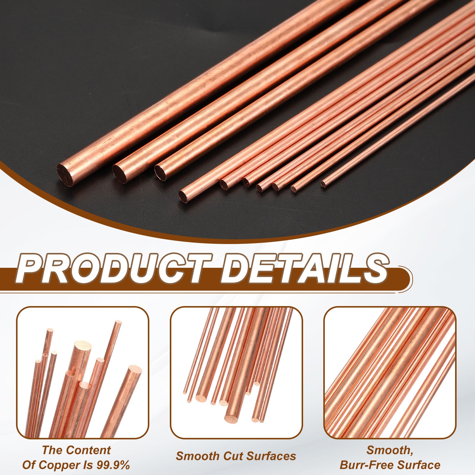 2Pcs Pure Copper Rod 99.99%, Diameter 1mm/0.04", Length 12.6" DIY gallery