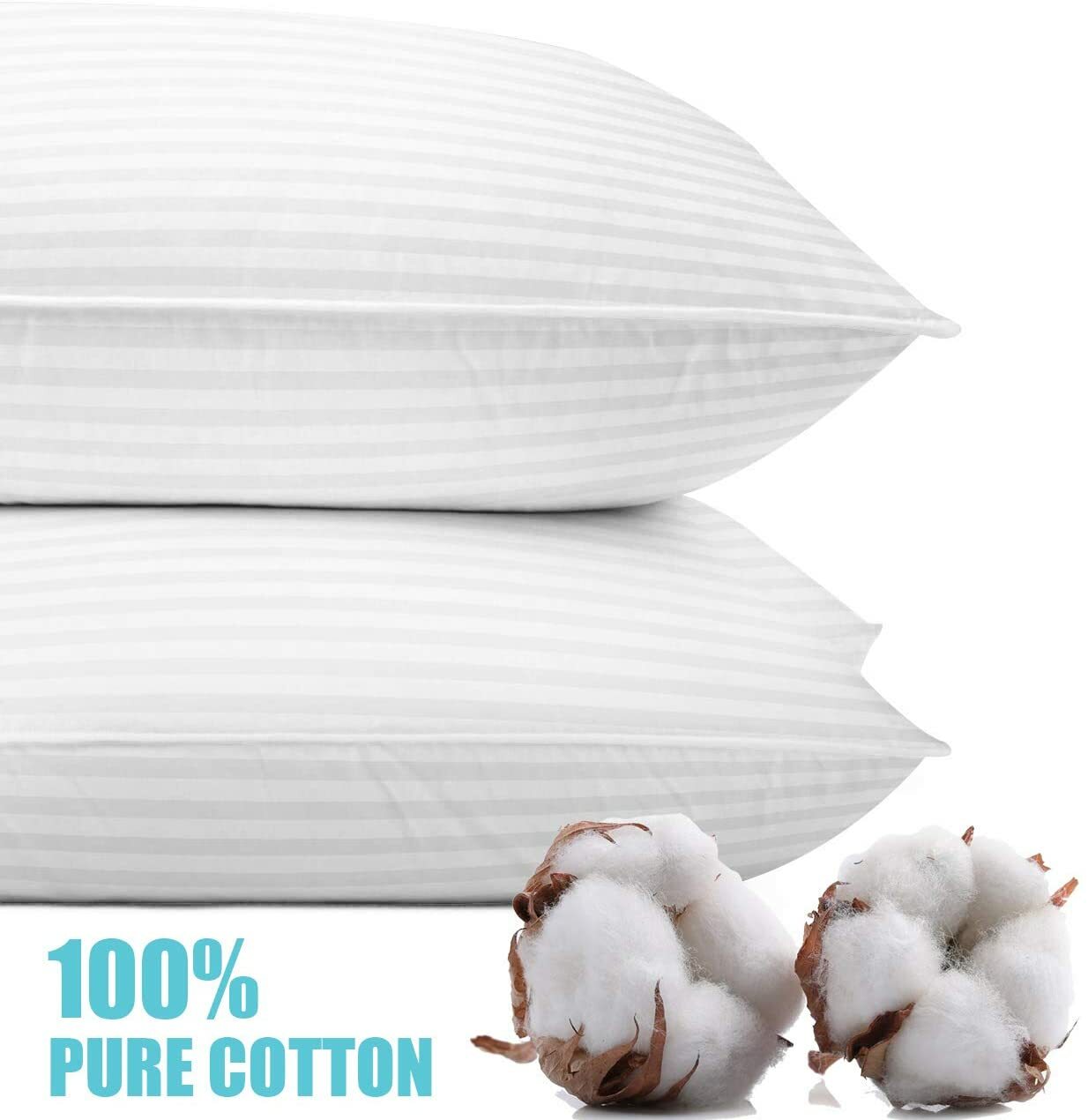 Classic Bed Pillows Queen King Size Washable Pack of 2 Cotton Fill Hotel Pillows gallery