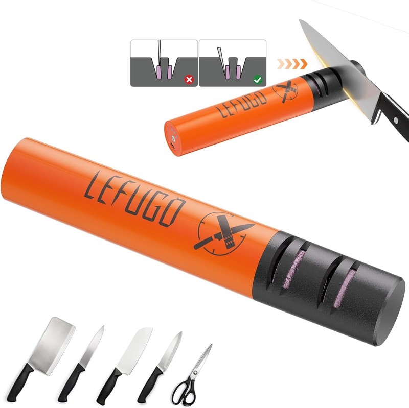 LEFUGO Electric Knife Sharpener, 3 Speed Max 7000RPM Handheld Sharpener - Orange gallery