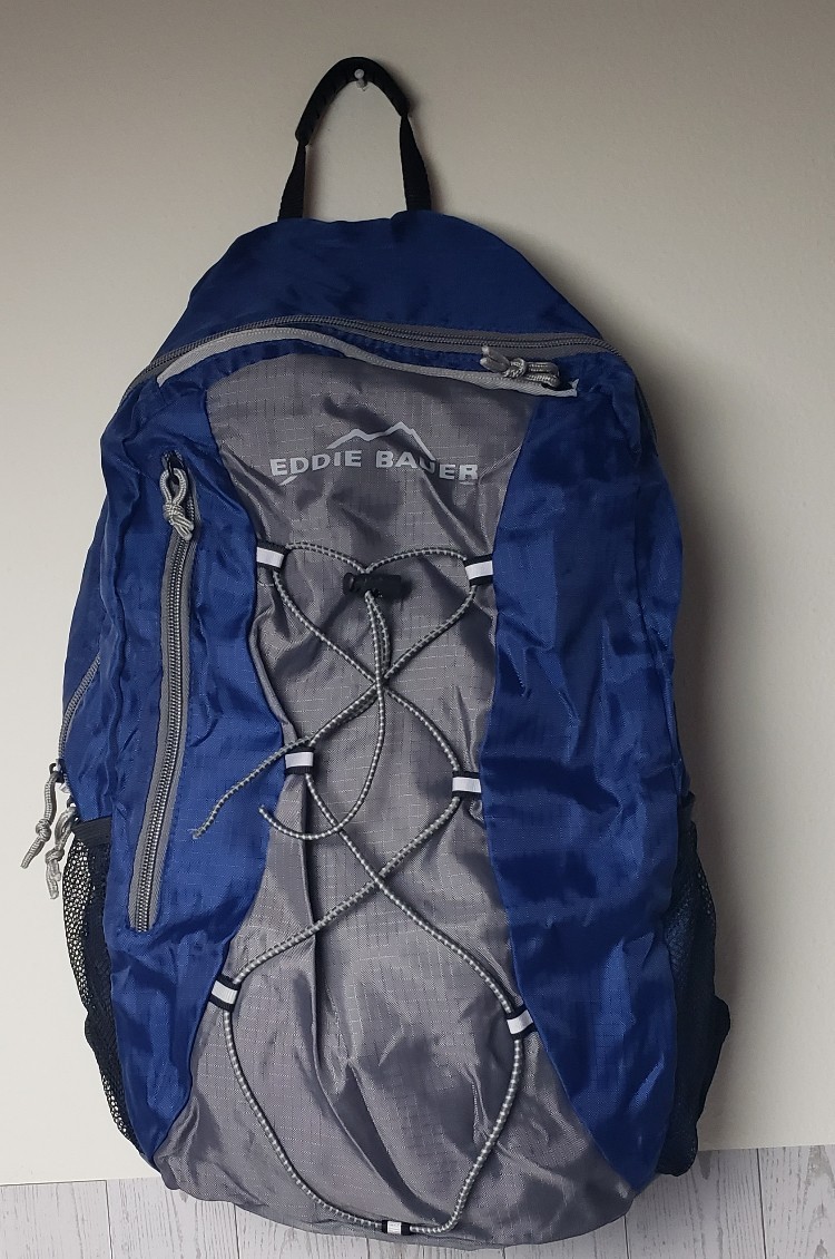 Eddie Bauer Packable Backpack Blue and Gray Lightweight Daypack