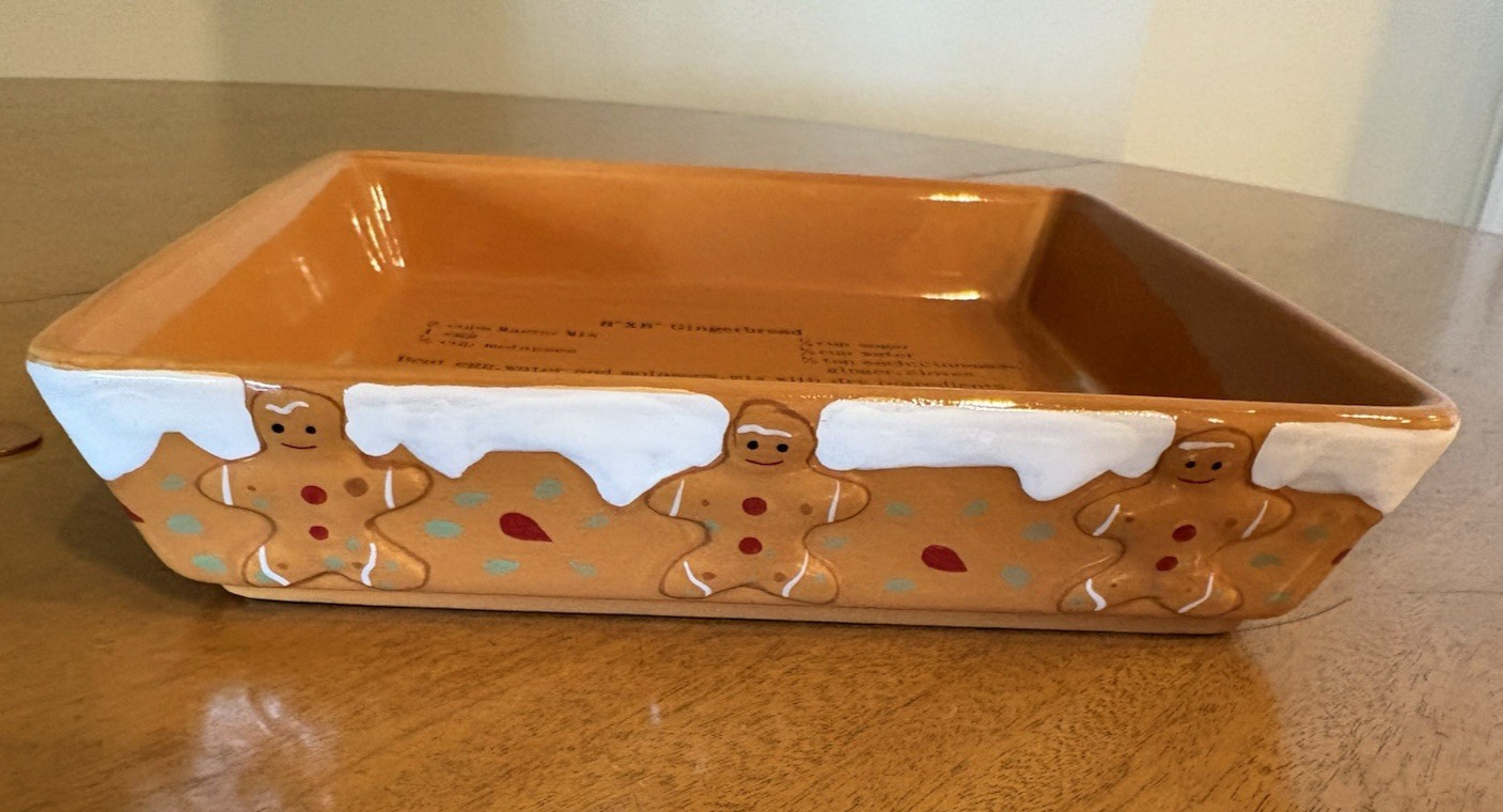 Gingerbread Recipe Baking Dish 8" x 8" Ceramic Home Interiors HOMCO Christmas gallery