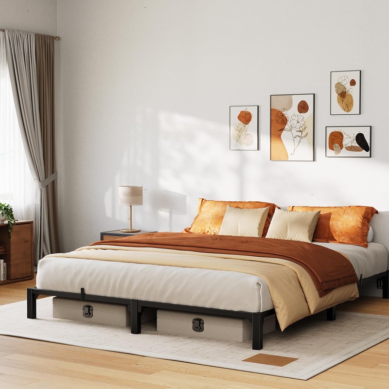 8" Metal Platform Bed Frame Twin Full King Queen Size Sturdy Steel Slat Support gallery