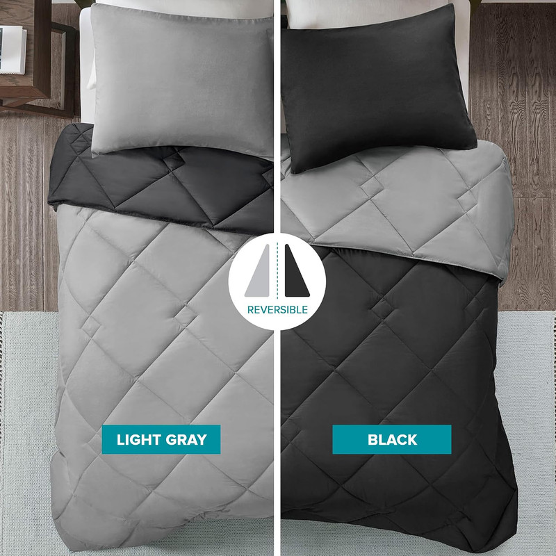 Vixie Reversible Comforter Set - Trendy Casual Geometric Quilted Cover, All Seas gallery