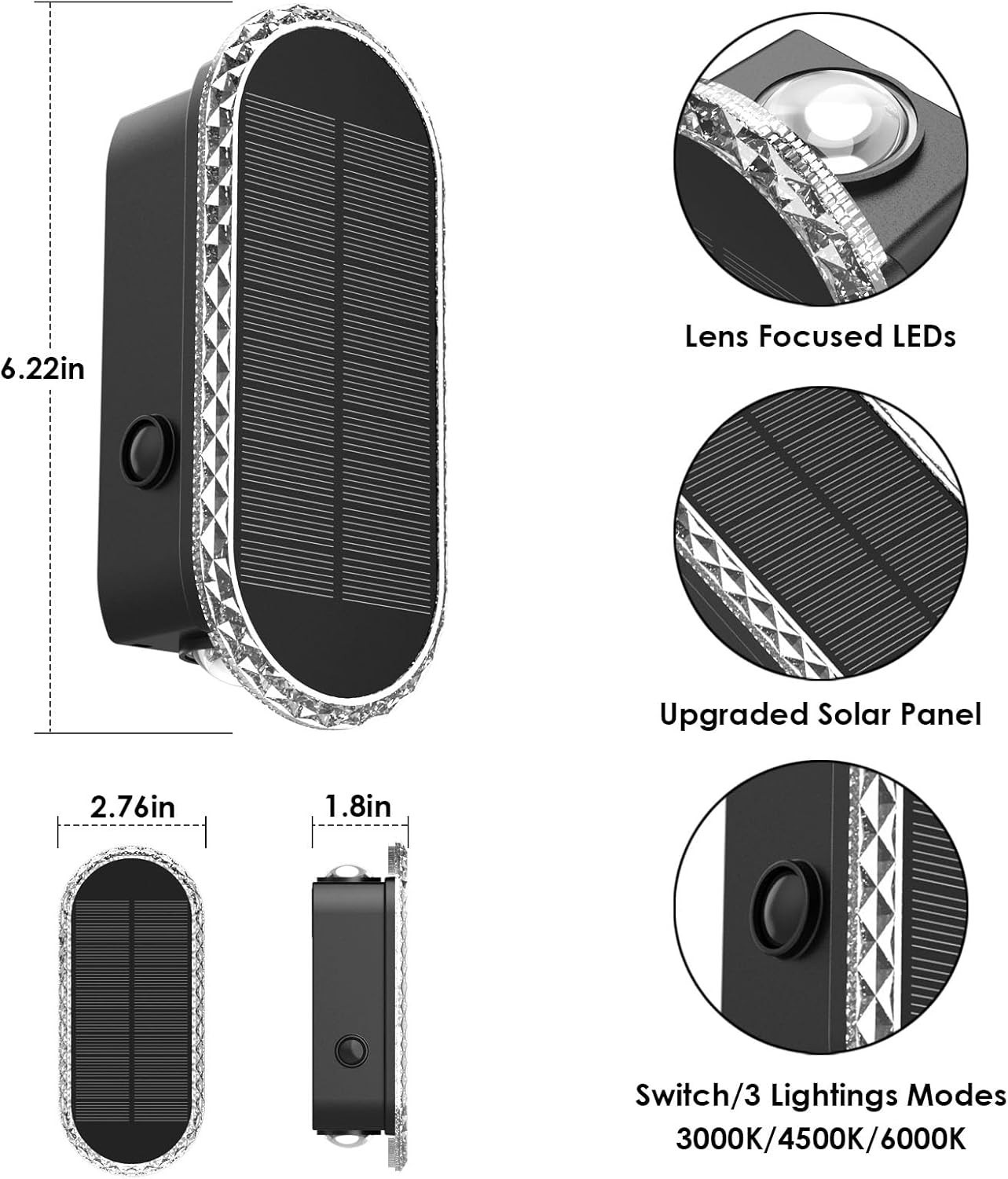 Solar Fence Lights Outdoor - 3 Modes, IP65 Waterproof, 8 Pack gallery
