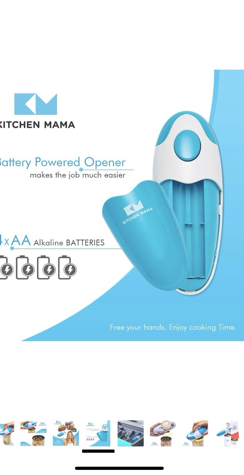 Kitchen Mama Electric can opener. Open Cans with A Simple Press (Blue) gallery