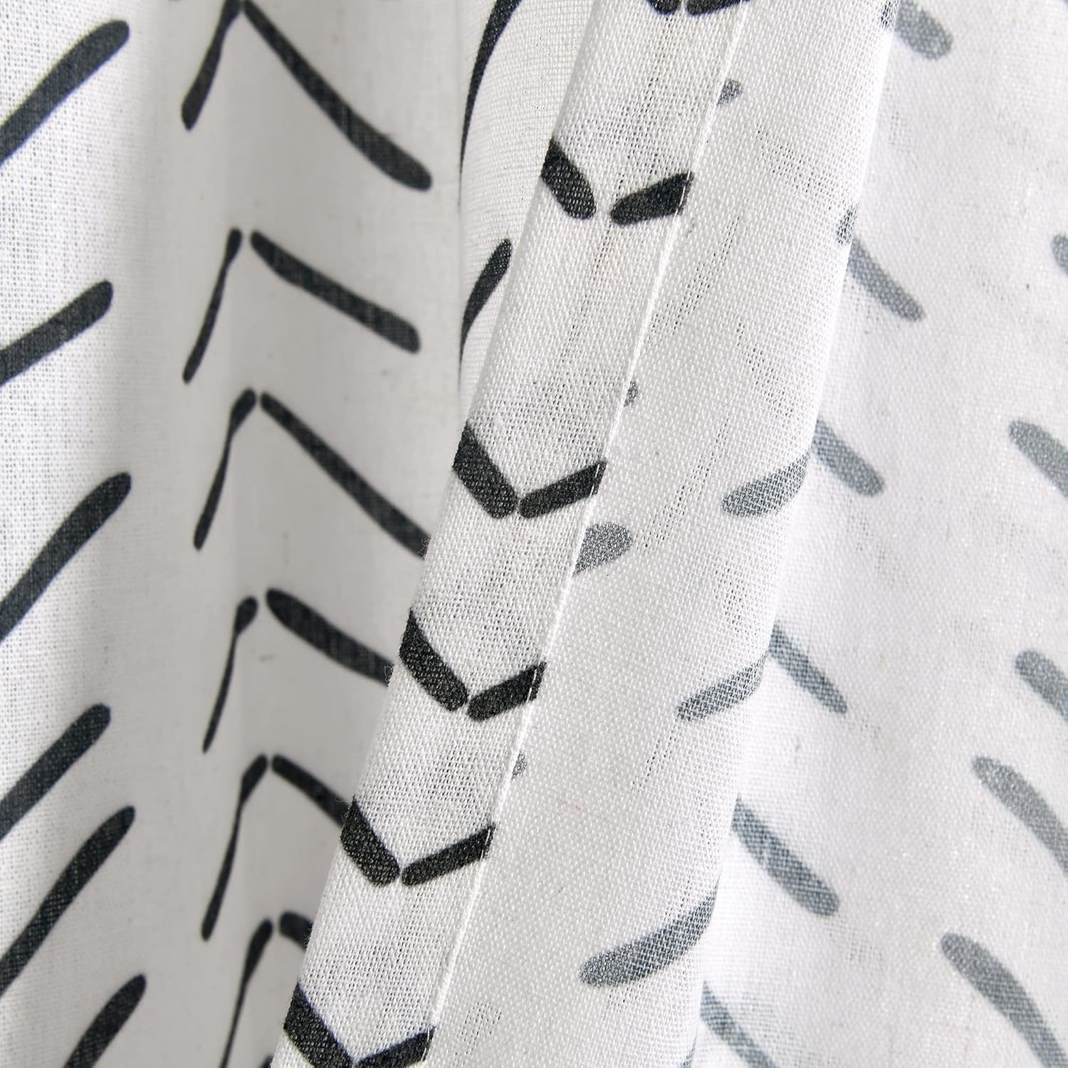 Lush Decor Hygge Arrow Linen Look Shower Curtain, 72" X 72", Black & White gallery