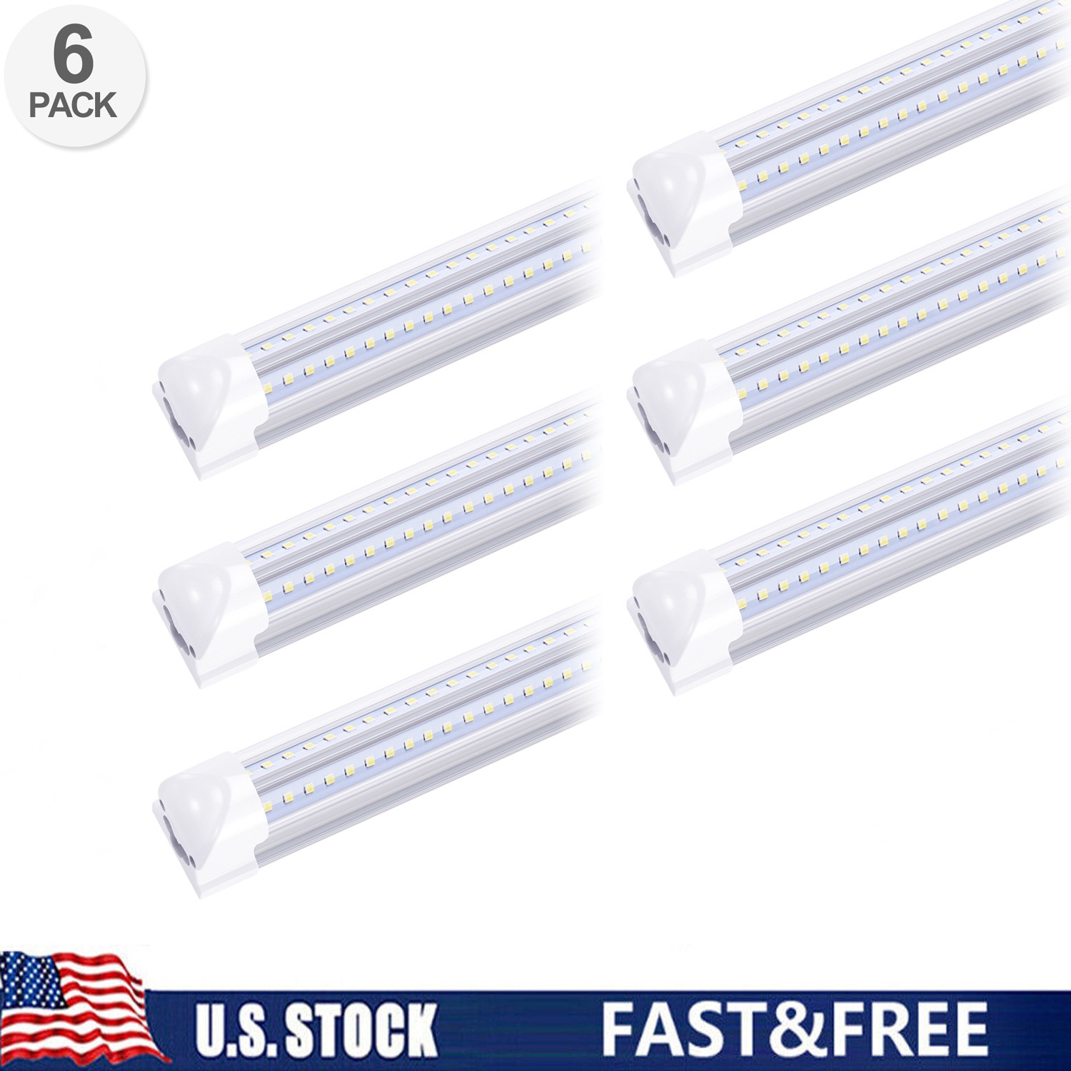 6 Pack Led Shop Light 100W 8FT T8 Integrated 8 Foot Led Tube Light Bulbs Fixture gallery
