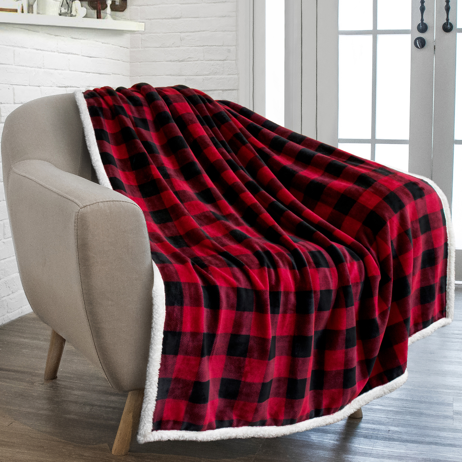 Plaid Buffalo Checker Plaid Throw Blanket Soft Microfiber Sherpa Fleece for Sofa gallery