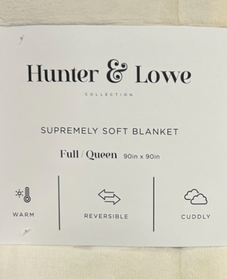 Hunter & Lowe Taupe and Ivory Supremely Soft Reversible Queen Blanket 90”x90” gallery