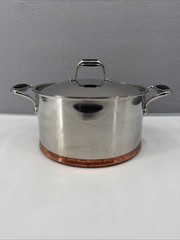 RK Real Kitchen Copper Bottom Large Stock Pot 9-3/4 X 5 Inches with Lid Stainles