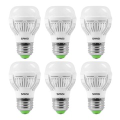 SANSI 6 Pack LED Light Bulb Efficient 60 Watt Equivalent 9W 4000K Ceramic Lamp