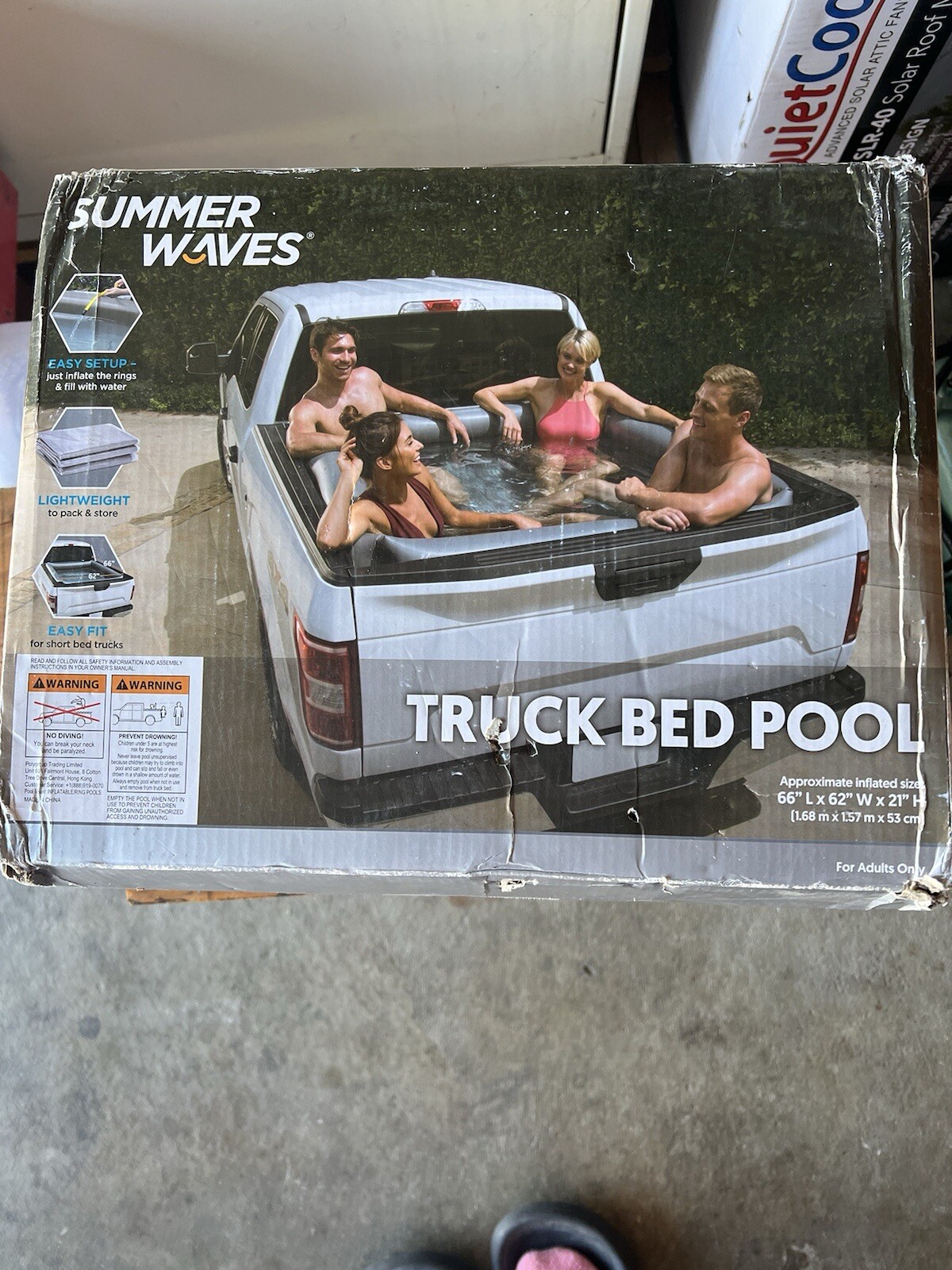 Summer Waves Inflatable Truck Bed Adult Swimming Pool, Measures 66" x 62" x 21" gallery