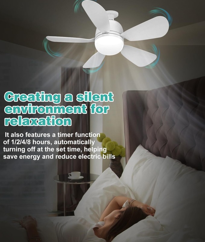 Ceiling Fan with Light&Remote,21in E26/E27 Base 3 Colors 3000K-6500K 1800 Lumens gallery