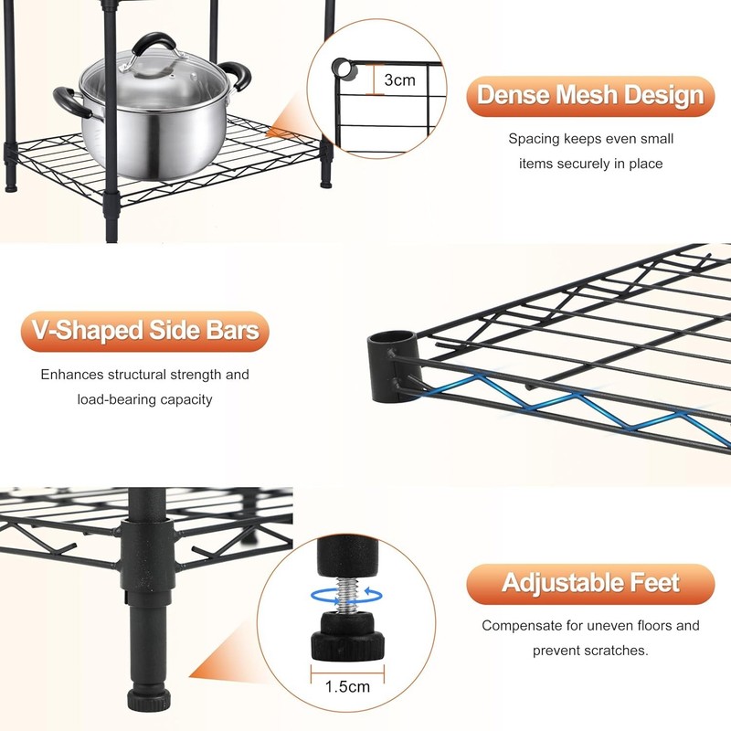Rust-Proof 4 Tier Metal Shelving Unit, 18" L x 12" W x 38" H - Versatile Storage gallery