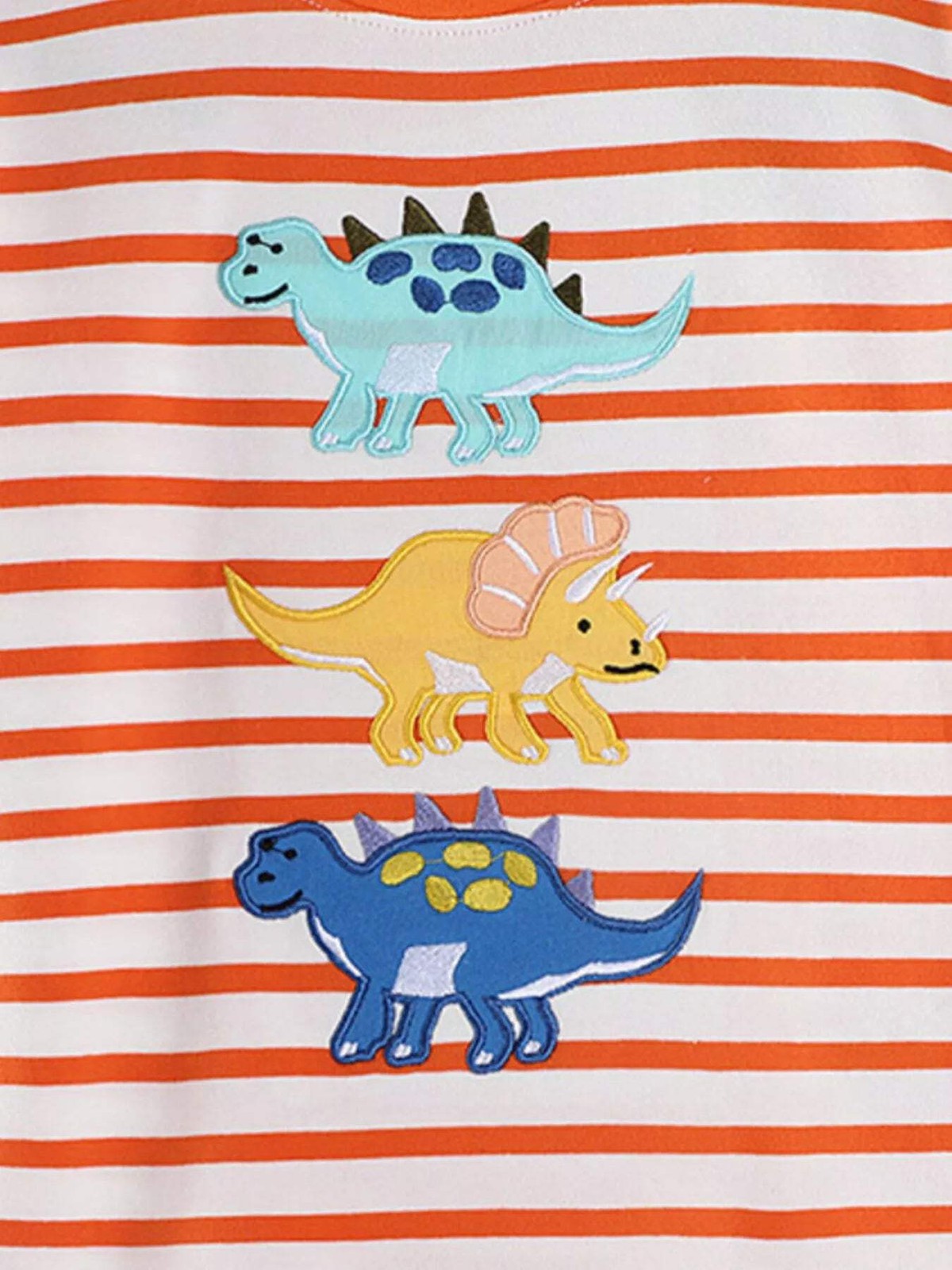Children's Dinosaur Applique Striped Long Sleeve T-Shirt gallery