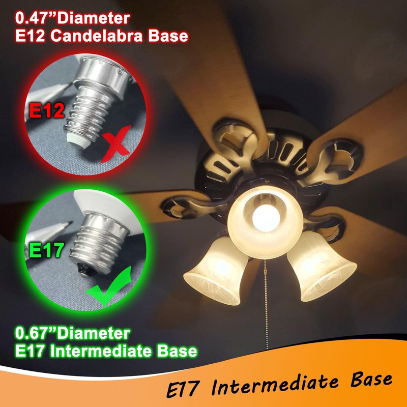 4 Pack E17 A15 G45 Globe Small Bulb 3000K Warm White AC120V 6W E17 Intermedia... gallery