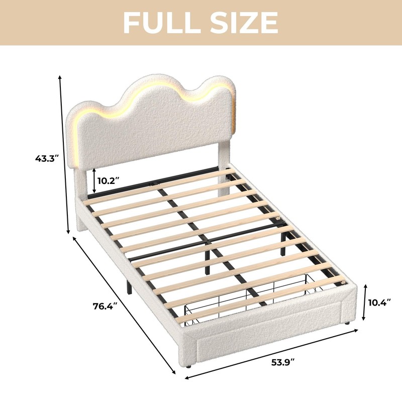 Full/Twin Size Bed Frame with Storage Drawer and LED Headboard for Kids/Girls gallery