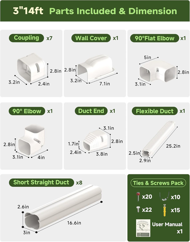Mini Split Line Set Cover 3 Inch 14Ft, Easy to Install Lineset Cover Kit for Min gallery
