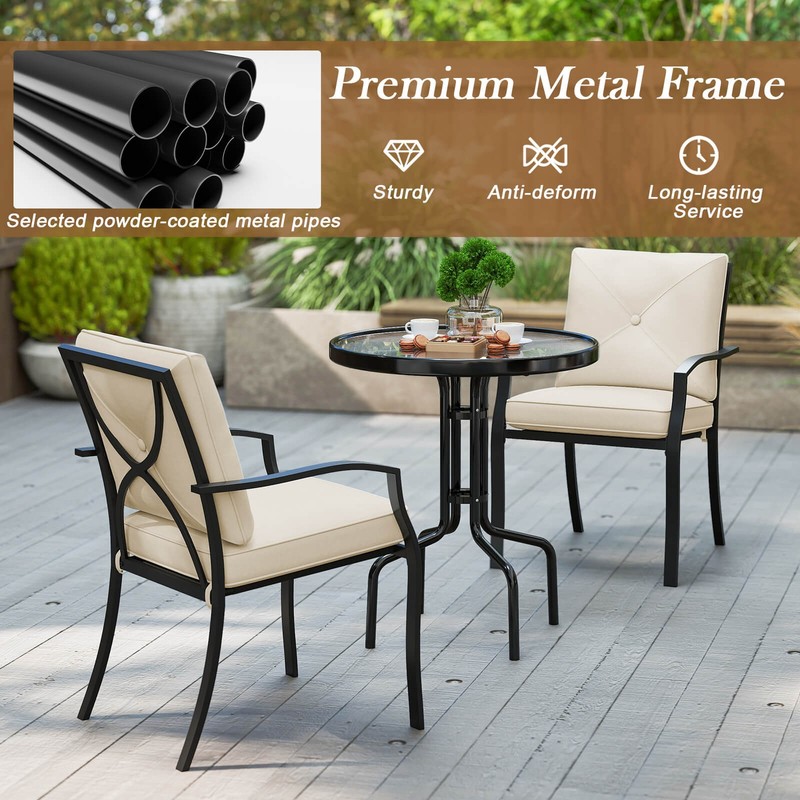 Patiojoy Patio 2PCS Dining Chairs Stackable Removable Cushions Garden Deck gallery