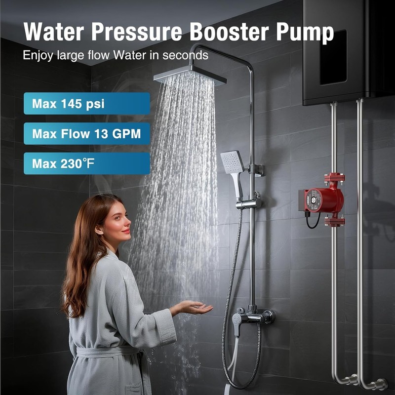 130W Hot Water Recirculating Pump, 3 Speed Adjustable 13 GPM 24ft Max Head Circu gallery