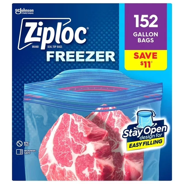 Ziploc Stay Open Design Gallon Freezer Bags, 152 ct gallery