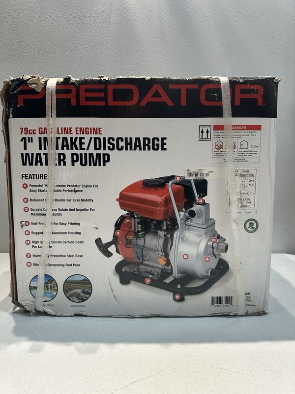 Predator 1 in. 79cc Gasoline Engine Clear Water Pump 35GPM Drain Pool Irrigation gallery