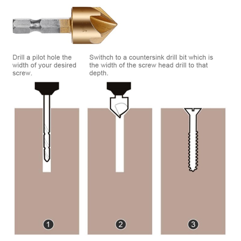 6Pcs Countersink Tool Bit Set 1/4'' Hex Shank Counter Sink For Steel Metal Wood gallery