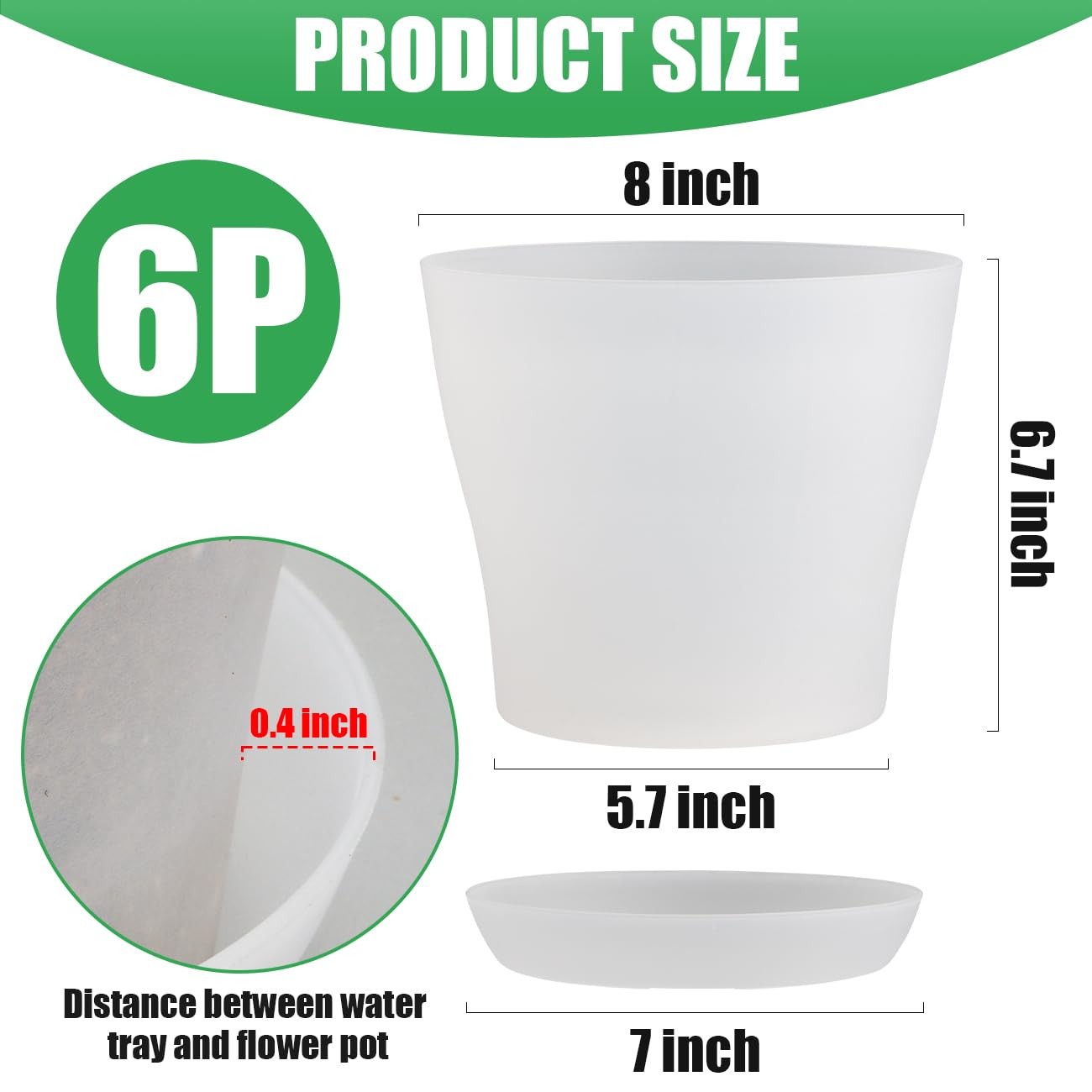 8 Inch Clear Nursery Pots 6 Pack Plastic Planters with Drainage for Succulents gallery