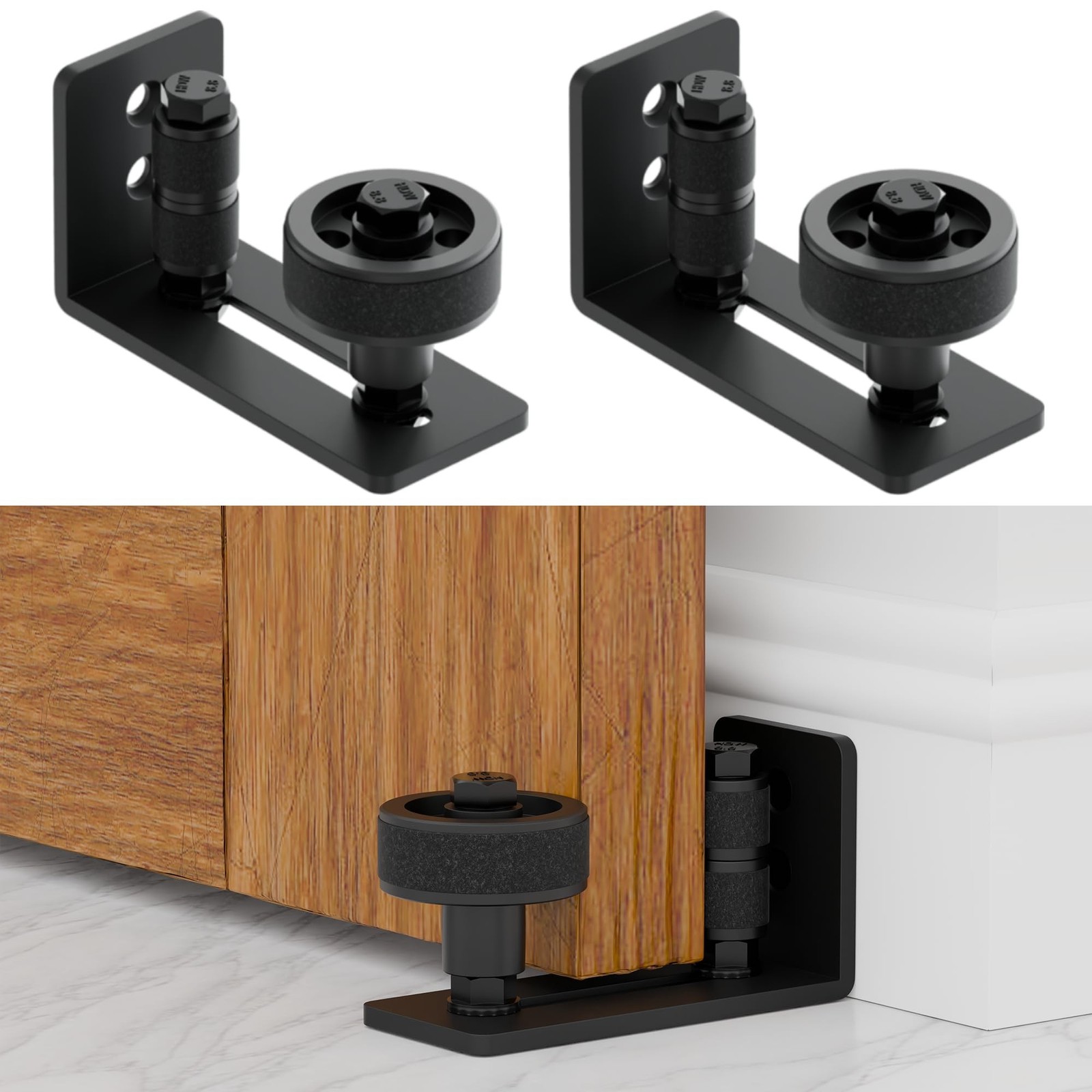 Sliding Barn Door Floor Guide, Wall Mount Stay Roller with 8 Setup Options, A... gallery