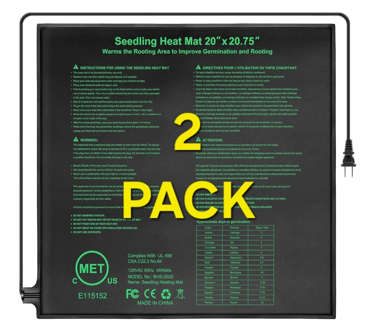 VIVOSUN 20"x20¾" Waterproof Seedling Heat Mat UL MET-Certified Germination Pad gallery